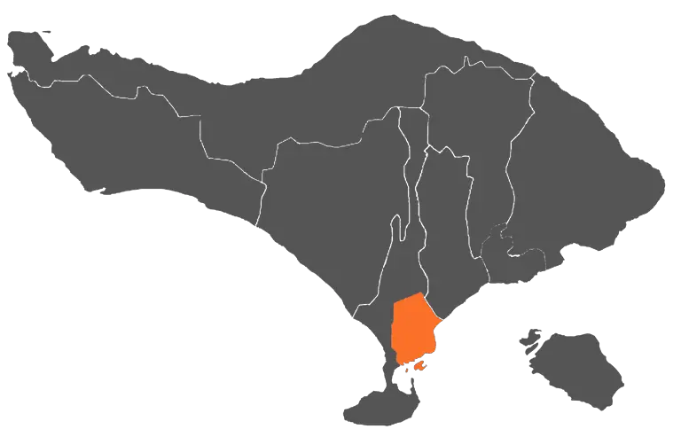 Map of Denpasar Regency, Bali