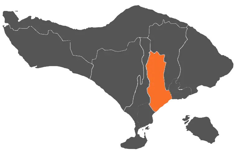 Map of Gianyar Regency, Bali