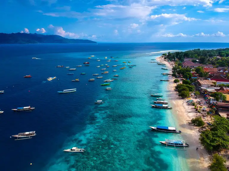 Boats docked in the Gili Islands