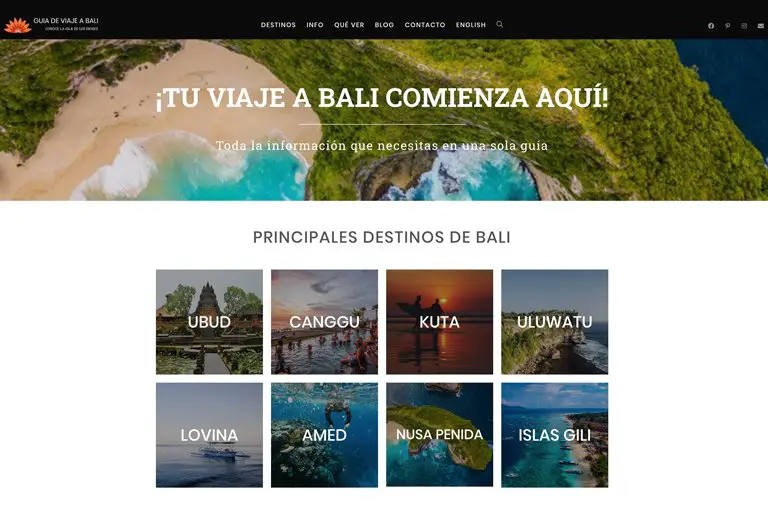 Guía de viaje Bali - Página de inicio